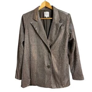 Le Lis Collection Single Breasted Blazer Brown Women's XS Office Work Metallic